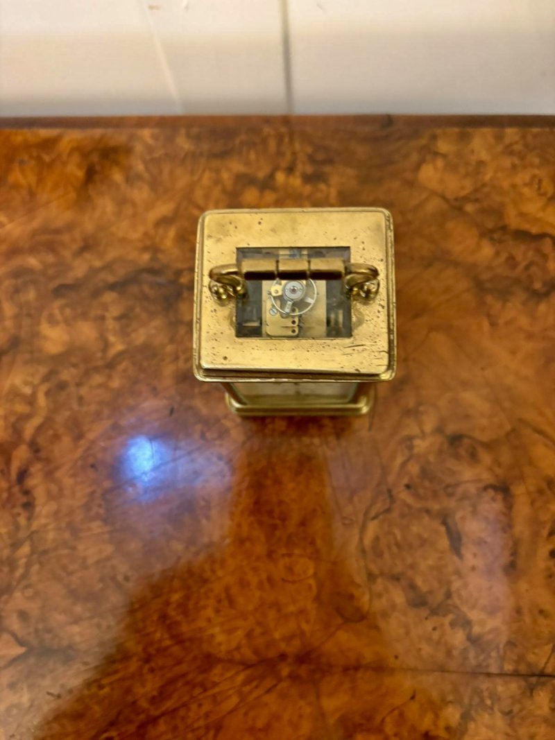 Antique Victorian Miniature Brass Carriage Clock With Alarm - Image 3